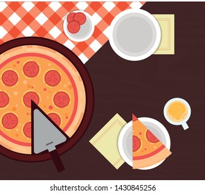 ppizza with tomato on the table