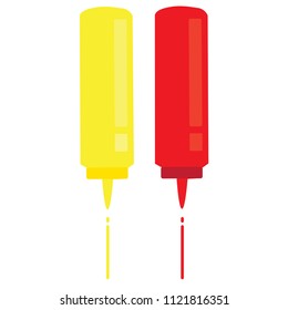 Pplastic ketchup and mustard bottles vectors.