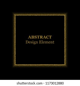 ppling abstract dotted frame for your design. Sparkling effect vector. Golden dots bound isolated on the black background. Vector abstract gold glitter design element.