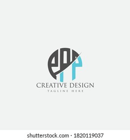 Icono del Monograma cruzado de diseño del logotipo de la carta PPP. 