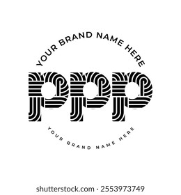 PPP letter stylish and modern logo design. Featuring the letter 'PPP' with clean, sharp lines and geometric precision.
