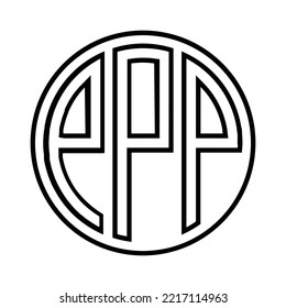 PPP tricónica de tres letras diseño de logotipo icónico plantilla vectorial, monograma, abstracto, marca de palabras, marca de letras, negocios, tipografía, plano, minimalista, marca, logotipo de letra inicial, símbolo, geométrico, aislado,
