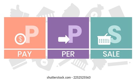 PPS - Pay Per Sale acronym. business concept background. vector illustration concept with keywords and icons. lettering illustration with icons for web banner, flyer, landing page