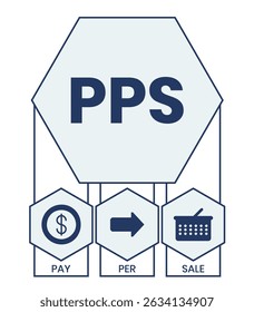 PPS - Pay Per Sale acronym. business concept background. vector illustration concept with keywords and icons. lettering illustration with icons for web banner, flyer, landing page