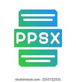 Ppsx spreadsheet document symbol with stylish gradient color effect