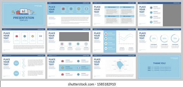 PPT Corporate Identity, Infographic Elements. Business Icon Cover Collection. Sky-Blue Presentation Slide Set. Minimal Vector Advertising Banner Portfolio Template. Cool Flyer, Cover Design.