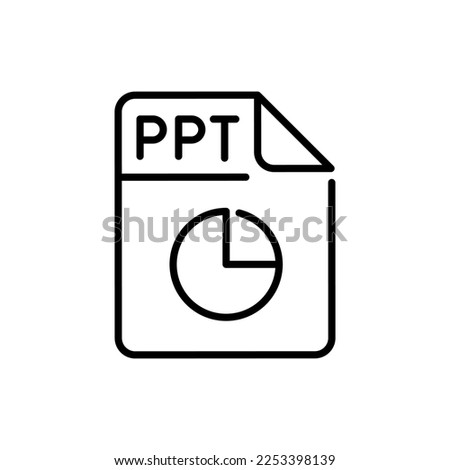 PPT file color line icon. Format and extension of documents.