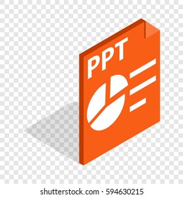 PPT file extension isometric icon 3d on a transparent background vector illustration