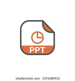 PPT File Extension, Rounded Square Icon with Symbol - Format Extension Icon Vector Illustration.