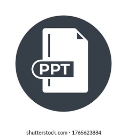 Icono de formato de archivo PPT. Icono relleno de extensión PPT.