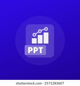 PPT file format icon, presentation and slides, transparent design