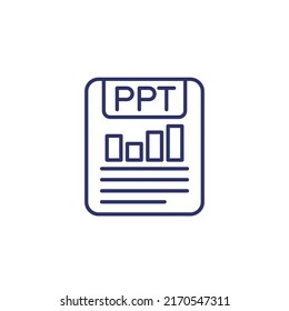 icono de línea de formato de archivo PPT