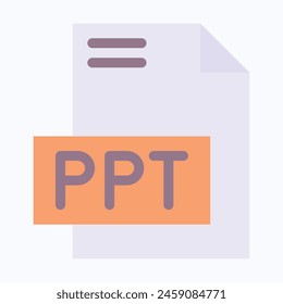 PPT File Format Vector Icon, Isolated On Abstract Background.
