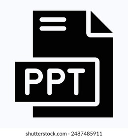 PPT File Format Vector Icon, Isolated Silhouette Vector Icon.