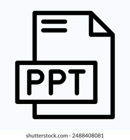 PPT File Format Vector Icon, Isolated Lineal Vector Icon.