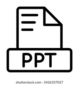 PPT-Dateisymbol. Gliederungsdateierweiterung. Symbole für Dateierweiterungen. Vektor-Illustration. kann für Website-Schnittstellen, mobile Anwendungen und Software verwendet werden