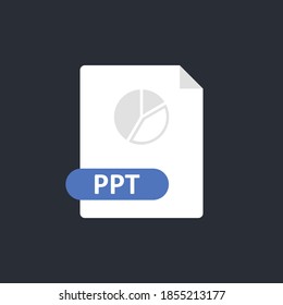 Ppt file icon. Power Point format file icon. Chart icon. Vector