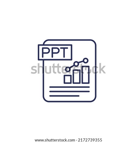 PPT file line icon, presentation and slides format