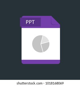 PPT file type icon. Vector illustration isolated on a dark blue background.