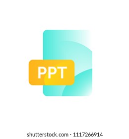 PPT format icon. Vector. Gradient flat style. Bright, fashionable illustration of icons. Image is isolated on white background. A modern icon for the site and presentation.