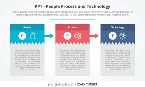 PPT Framework Infografik-Konzept für Dia-Präsentation mit kreativem Boxtisch mit großem Kopf und Pfeil mit 3-Punkt-Liste mit flachem Stil Vektor