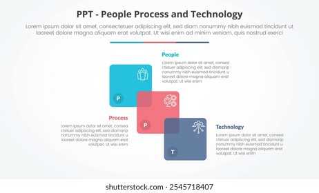 PPT framework infographic concept for slide presentation with venn blending square stairway with 3 point list with flat style vector