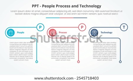 PPT framework infographic concept for slide presentation with creative outline table circle with 3 point list with flat style vector