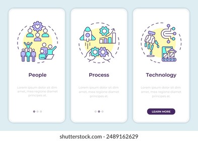 PPT Framework Onboarding Mobile App Bildschirm. Sortiment-Paket. Exemplarische Vorgehensweisen 3 Schritte Bearbeitbare grafische Anweisungen mit linearen Konzepten. UI, UX, GUI-Vorlage