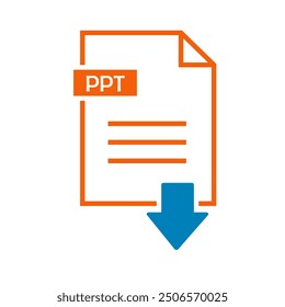 Ppt icon on white background. file Ppt download icon.