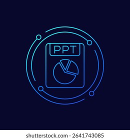 PPT icon, presentation and slides file format, linear design