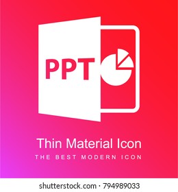 PPT Open File Format With Pie Chart Red And Pink Gradient Material White Icon Minimal Design