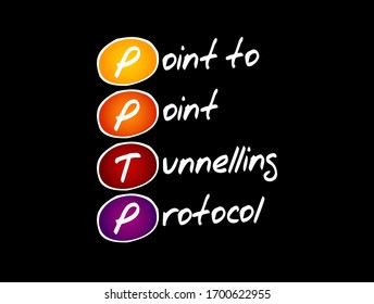 PPTP - Point to Point Tunnelling Protocol acronym, technology concept background