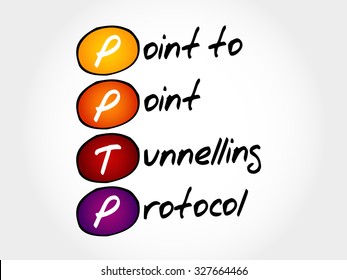 PPTP Point to Point Tunnelling Protocol, acronym business concept