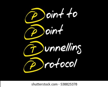 PPTP Point to Point Tunnelling Protocol, acronym business concept