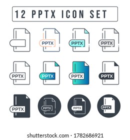 PPTX File Format Icon Set. 12 PPTX icon set.