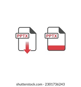 PPTX Format Download Icon - Format Extension File Icon Vector Illustration For Web and Graphics Design.