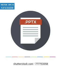 PPTX presentation document file format flat icon. Vector Illustration.