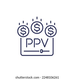 ppv icon, pay per view line vector