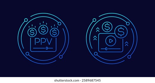 ppv, pay per view icons, linear design