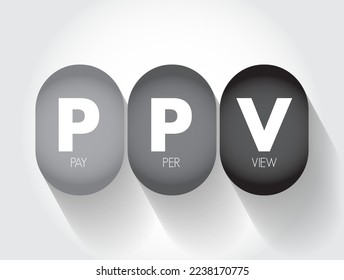PPV Pay Per View - type of pay television or webcast service that enables a viewer to pay to watch individual events via private telecast, acronym text concept background