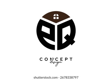 PQ Criativo Imobiliário Monograma Logotipo Conceito Design em forma de círculo