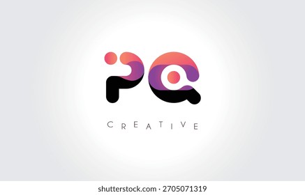Logotipo abstrato gradiente PQ com formas arredondadas criativas