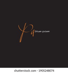 PQ handwriting initial text with beauty monogram and elegant logo design 