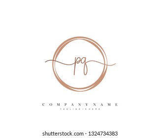 PQ initial handwriting logo template vector
