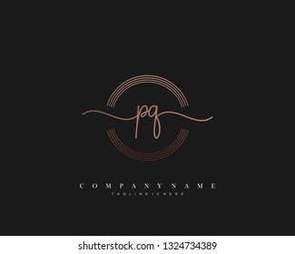 PQ initial handwriting logo template vector