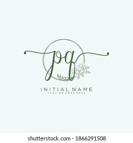 PQ Initial handwriting logo vector