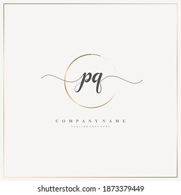PQ Letra inicial logotipo de escritura a mano modelo vector, logotipo para belleza, cosméticos, boda, moda y negocios