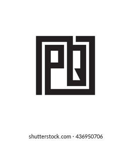 PQ initial letters looping linked square monogram logo