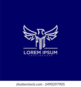 PQ initial monogram for business logo with eagle image