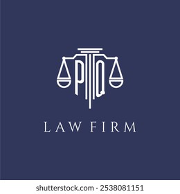 PQ initial monogram for lawfirm logo with scales vector image